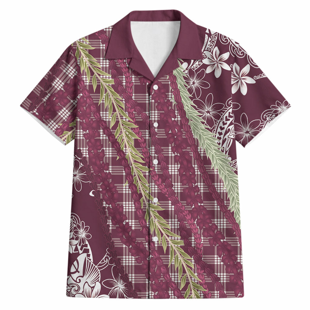 Burgundy Palaka Hawaii Leis Hawaiian Shirt Hawaiian-plaid Elegant Tropical Vibes LT14 Burgundy - Polynesian Pride