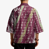 Burgundy Palaka Hawaii Leis Kimono Hawaiian-plaid Elegant Tropical Vibes LT14 - Polynesian Pride