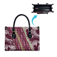 Burgundy Palaka Hawaii Leis Leather Bag Hawaiian-plaid Elegant Tropical Vibes LT14 - Polynesian Pride