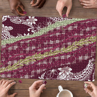 Burgundy Palaka Hawaii Leis Puzzle Hawaiian-plaid Elegant Tropical Vibes LT14 - Polynesian Pride