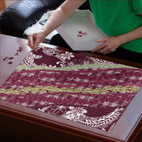 Burgundy Palaka Hawaii Leis Puzzle Hawaiian-plaid Elegant Tropical Vibes LT14 - Polynesian Pride