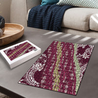 Burgundy Palaka Hawaii Leis Puzzle Hawaiian-plaid Elegant Tropical Vibes LT14 - Polynesian Pride