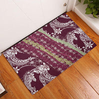 Burgundy Palaka Hawaii Leis Rubber Doormat Hawaiian-plaid Elegant Tropical Vibes LT14 - Polynesian Pride
