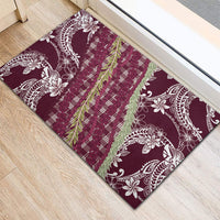 Burgundy Palaka Hawaii Leis Rubber Doormat Hawaiian-plaid Elegant Tropical Vibes LT14 - Polynesian Pride