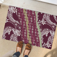 Burgundy Palaka Hawaii Leis Rubber Doormat Hawaiian-plaid Elegant Tropical Vibes LT14 - Polynesian Pride