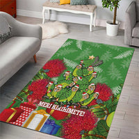 Kakapo New Zealand Christmas Area Rug Meri Kirihimete Pohutukawa - Green Color LT14 - Polynesian Pride