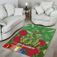 Kakapo New Zealand Christmas Area Rug Meri Kirihimete Pohutukawa - Green Color LT14 - Polynesian Pride