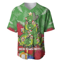 Kakapo New Zealand Christmas Baseball Jersey Meri Kirihimete Pohutukawa - Green Color LT14 Green - Polynesian Pride