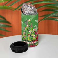Kakapo New Zealand Christmas 4 in 1 Can Cooler Tumbler Meri Kirihimete Pohutukawa - Green Color LT14 - Polynesian Pride