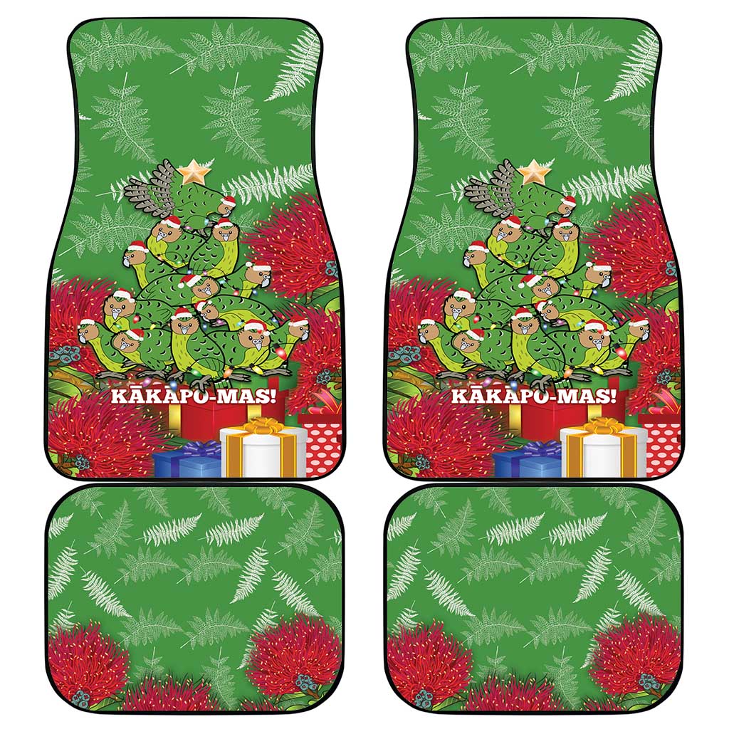 Kakapo New Zealand Christmas Car Mats Meri Kirihimete Pohutukawa - Green Color LT14 - Polynesian Pride