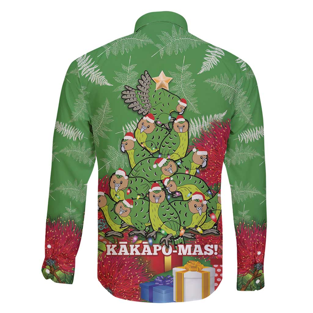 Kakapo New Zealand Christmas Family Matching Off Shoulder Short Dress and Hawaiian Shirt Meri Kirihimete Pohutukawa - Green Color LT14 - Polynesian Pride
