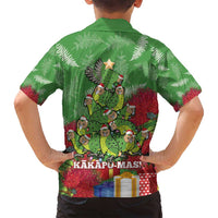 Kakapo New Zealand Christmas Family Matching Tank Maxi Dress and Hawaiian Shirt Meri Kirihimete Pohutukawa - Green Color LT14 - Polynesian Pride