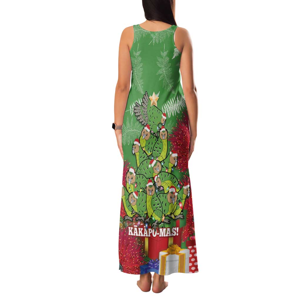 Kakapo New Zealand Christmas Family Matching Tank Maxi Dress and Hawaiian Shirt Meri Kirihimete Pohutukawa - Green Color LT14 - Polynesian Pride