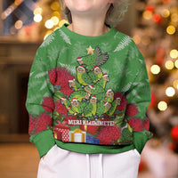 Kakapo New Zealand Christmas Kid Ugly Christmas Sweater Meri Kirihimete Pohutukawa - Green Color LT14 - Polynesian Pride