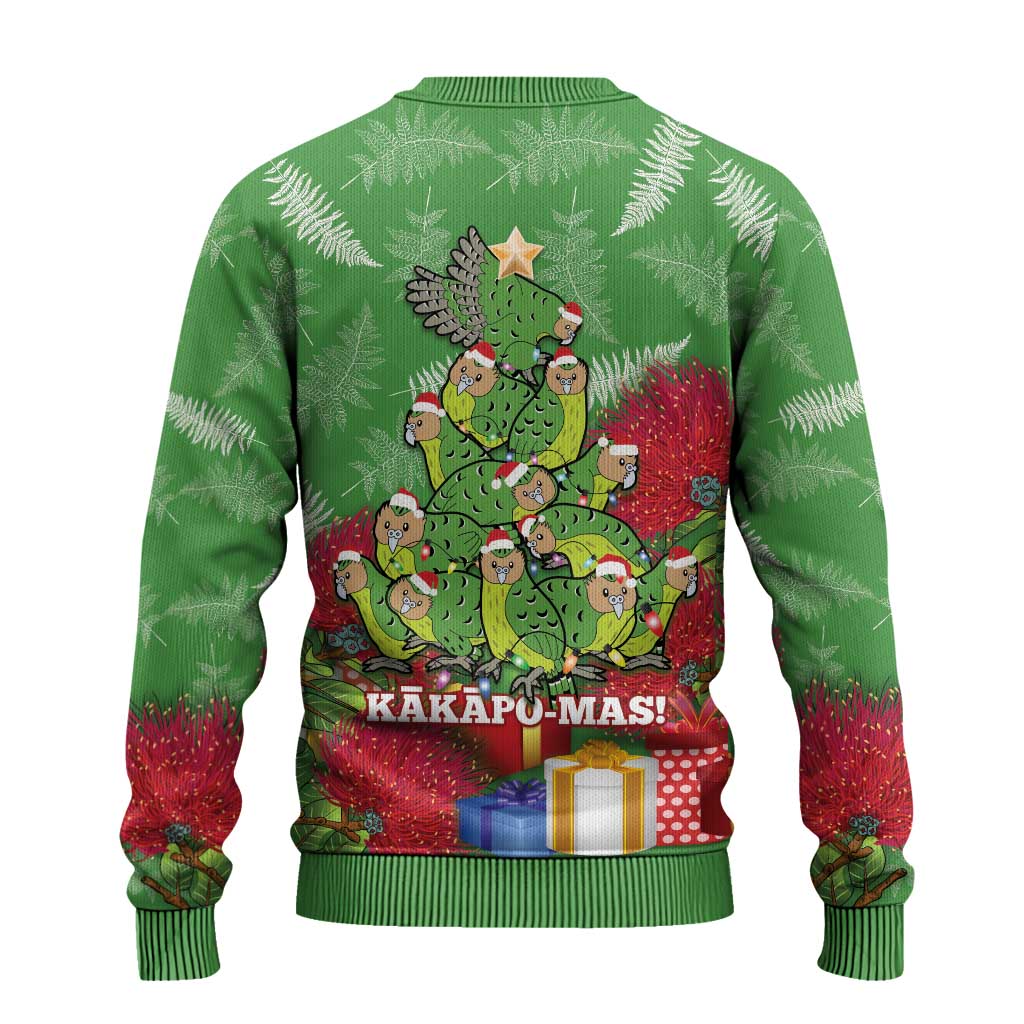 Kakapo New Zealand Christmas Ugly Christmas Sweater Meri Kirihimete Pohutukawa - Green Color LT14 - Polynesian Pride