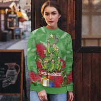 Kakapo New Zealand Christmas Ugly Christmas Sweater Meri Kirihimete Pohutukawa - Green Color LT14 - Polynesian Pride
