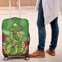 Kakapo New Zealand Christmas Luggage Cover Meri Kirihimete Pohutukawa - Green Color LT14 Green - Polynesian Pride