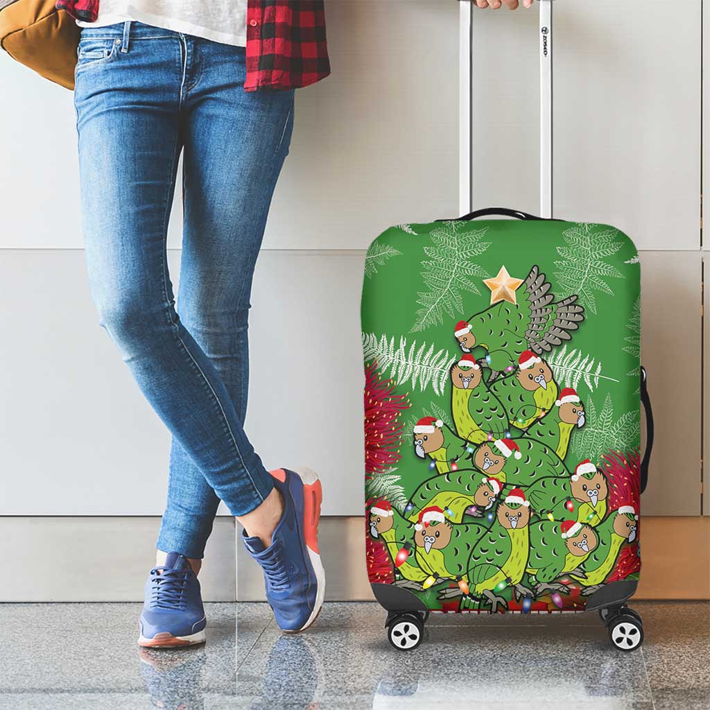 Kakapo New Zealand Christmas Luggage Cover Meri Kirihimete Pohutukawa - Green Color LT14 - Polynesian Pride