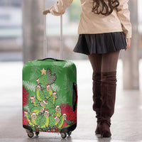 Kakapo New Zealand Christmas Luggage Cover Meri Kirihimete Pohutukawa - Green Color LT14 - Polynesian Pride
