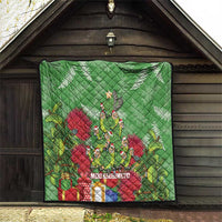 Kakapo New Zealand Christmas Quilt Meri Kirihimete Pohutukawa - Green Color LT14 - Polynesian Pride
