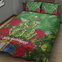 Kakapo New Zealand Christmas Quilt Bed Set Meri Kirihimete Pohutukawa - Green Color LT14 - Polynesian Pride