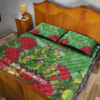 Kakapo New Zealand Christmas Quilt Bed Set Meri Kirihimete Pohutukawa - Green Color LT14 - Polynesian Pride