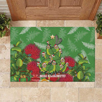 Kakapo New Zealand Christmas Rubber Doormat Meri Kirihimete Pohutukawa - Green Color LT14 Green - Polynesian Pride