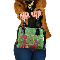 Kakapo New Zealand Christmas Shoulder Handbag Meri Kirihimete Pohutukawa - Green Color LT14 One Size Green - Polynesian Pride