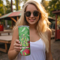 Kakapo New Zealand Christmas Skinny Tumbler Meri Kirihimete Pohutukawa - Green Color LT14 - Polynesian Pride