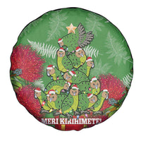 Kakapo New Zealand Christmas Spare Tire Cover Meri Kirihimete Pohutukawa - Green Color LT14 - Polynesian Pride