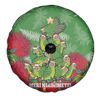 Kakapo New Zealand Christmas Spare Tire Cover Meri Kirihimete Pohutukawa - Green Color LT14 - Polynesian Pride