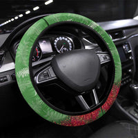 Kakapo New Zealand Christmas Steering Wheel Cover Meri Kirihimete Pohutukawa - Green Color LT14 Universal Fit Green - Polynesian Pride