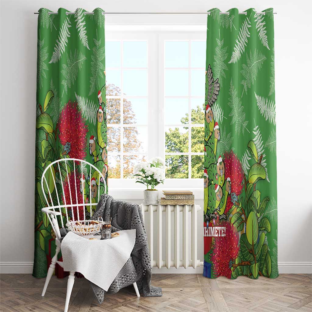Kakapo New Zealand Christmas Window Curtain Meri Kirihimete Pohutukawa - Green Color LT14 - Polynesian Pride