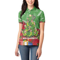 Kakapo New Zealand Christmas Women Polo Shirt Meri Kirihimete Pohutukawa - Green Color LT14 - Polynesian Pride