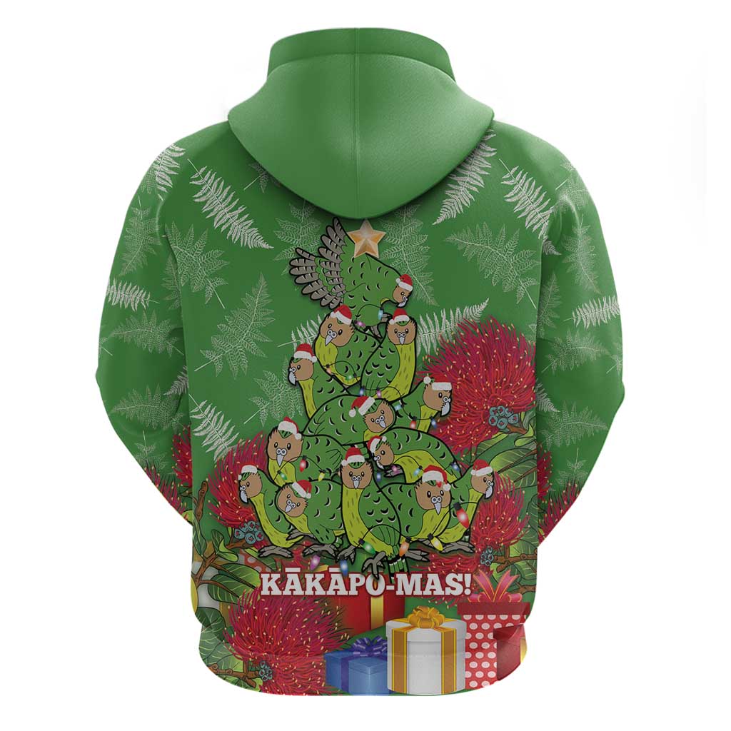 Kakapo New Zealand Christmas Zip Hoodie Meri Kirihimete Pohutukawa - Green Color LT14 - Polynesian Pride