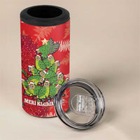Kakapo New Zealand Christmas 4 in 1 Can Cooler Tumbler Meri Kirihimete Pohutukawa - Red Color LT14 - Polynesian Pride