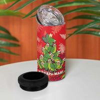 Kakapo New Zealand Christmas 4 in 1 Can Cooler Tumbler Meri Kirihimete Pohutukawa - Red Color LT14 - Polynesian Pride