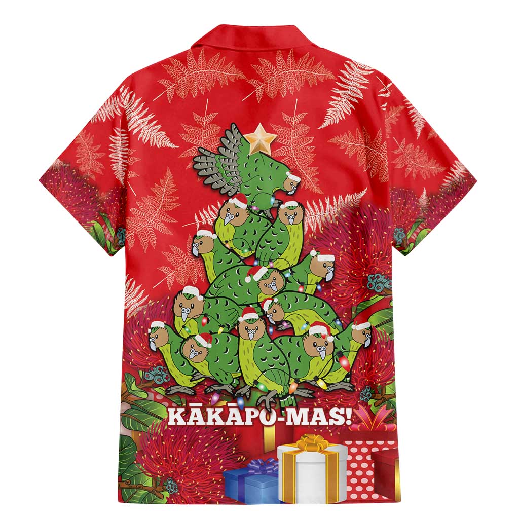 Kakapo New Zealand Christmas Family Matching Mermaid Dress and Hawaiian Shirt Meri Kirihimete Pohutukawa - Red Color LT14 - Polynesian Pride