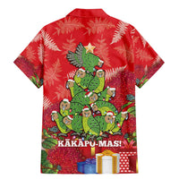 Kakapo New Zealand Christmas Family Matching Mermaid Dress and Hawaiian Shirt Meri Kirihimete Pohutukawa - Red Color LT14 - Polynesian Pride