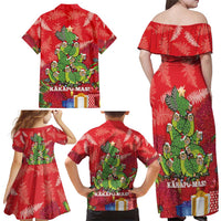 Kakapo New Zealand Christmas Family Matching Off Shoulder Maxi Dress and Hawaiian Shirt Meri Kirihimete Pohutukawa - Red Color LT14 - Polynesian Pride