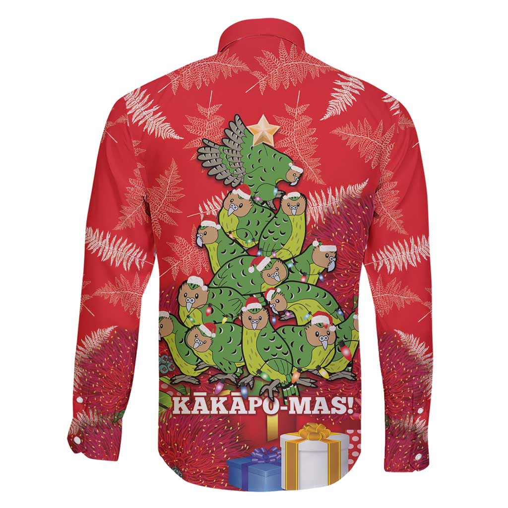 Kakapo New Zealand Christmas Family Matching Short Sleeve Bodycon Dress and Hawaiian Shirt Meri Kirihimete Pohutukawa - Red Color LT14 - Polynesian Pride