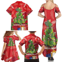 Kakapo New Zealand Christmas Family Matching Summer Maxi Dress and Hawaiian Shirt Meri Kirihimete Pohutukawa - Red Color LT14 - Polynesian Pride