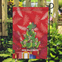 Kakapo New Zealand Christmas Garden Flag Meri Kirihimete Pohutukawa - Red Color LT14 Garden Flag Red - Polynesian Pride