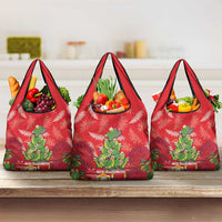 Kakapo New Zealand Christmas Grocery Bag Meri Kirihimete Pohutukawa - Red Color LT14 3-pack One Size Red - Polynesian Pride
