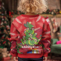 Kakapo New Zealand Christmas Kid Ugly Christmas Sweater Meri Kirihimete Pohutukawa - Red Color LT14 - Polynesian Pride