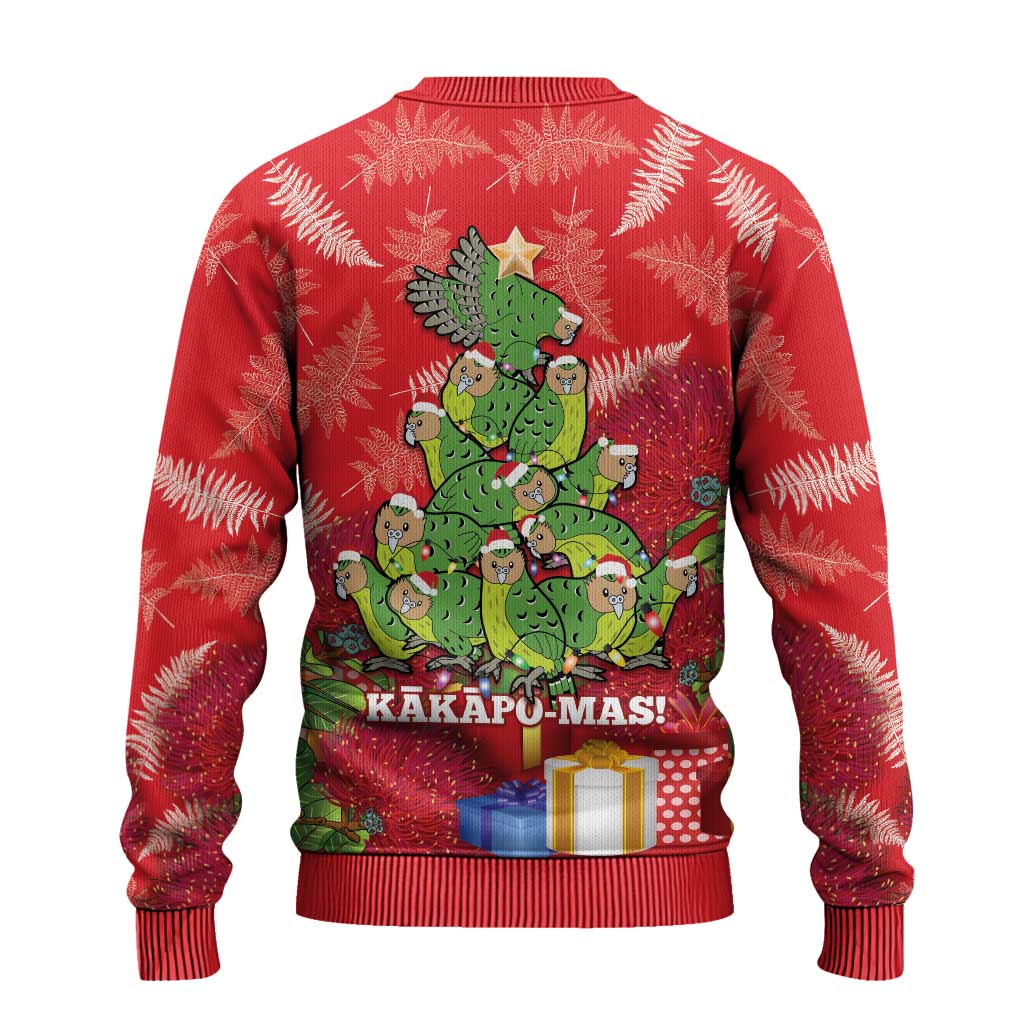 Kakapo New Zealand Christmas Ugly Christmas Sweater Meri Kirihimete Pohutukawa - Red Color LT14 - Polynesian Pride