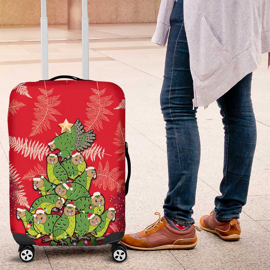 Kakapo New Zealand Christmas Luggage Cover Meri Kirihimete Pohutukawa - Red Color LT14 Red - Polynesian Pride