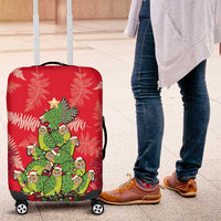 Kakapo New Zealand Christmas Luggage Cover Meri Kirihimete Pohutukawa - Red Color LT14 Red - Polynesian Pride