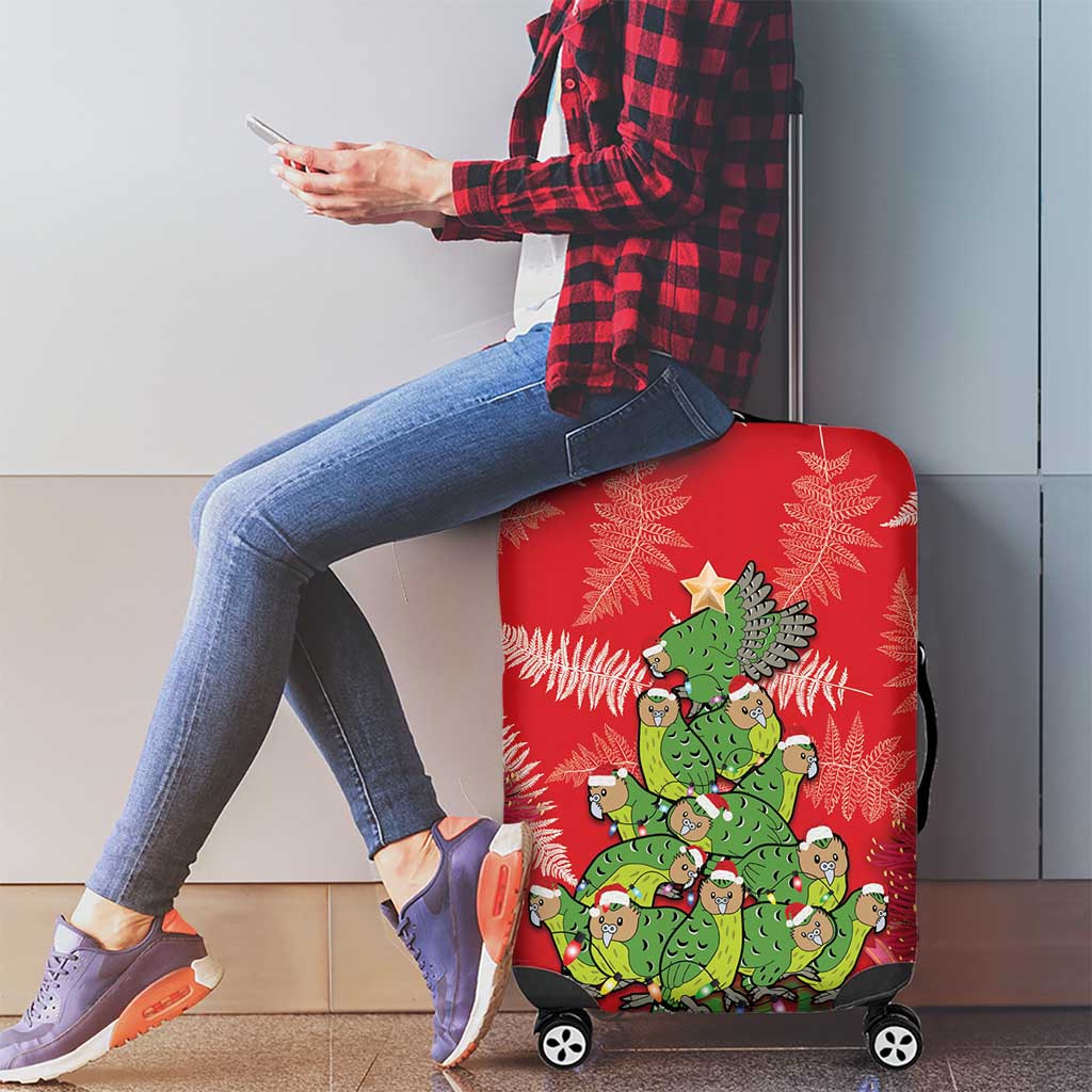 Kakapo New Zealand Christmas Luggage Cover Meri Kirihimete Pohutukawa - Red Color LT14 - Polynesian Pride