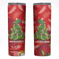 Kakapo New Zealand Christmas Skinny Tumbler Meri Kirihimete Pohutukawa - Red Color LT14 Red - Polynesian Pride